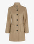 Manteau en laine mélangée boutonnée et poches plaquées - marron clair - 1
