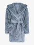 Manteau ceinturé en fourrure synthétique - gris clair - 1
