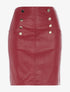 Jupe droite en simili et boutons décoratifs - bordeaux - 1