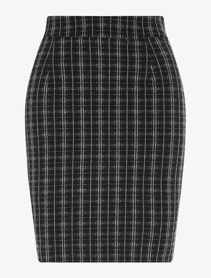 Mini-jupe à imprimé tartan - noir - 1