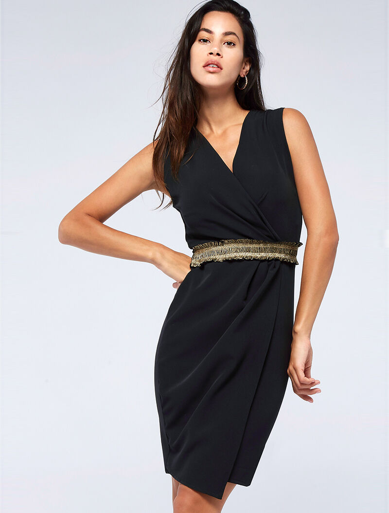 Robe portefeuille taille froncée - noir - 1