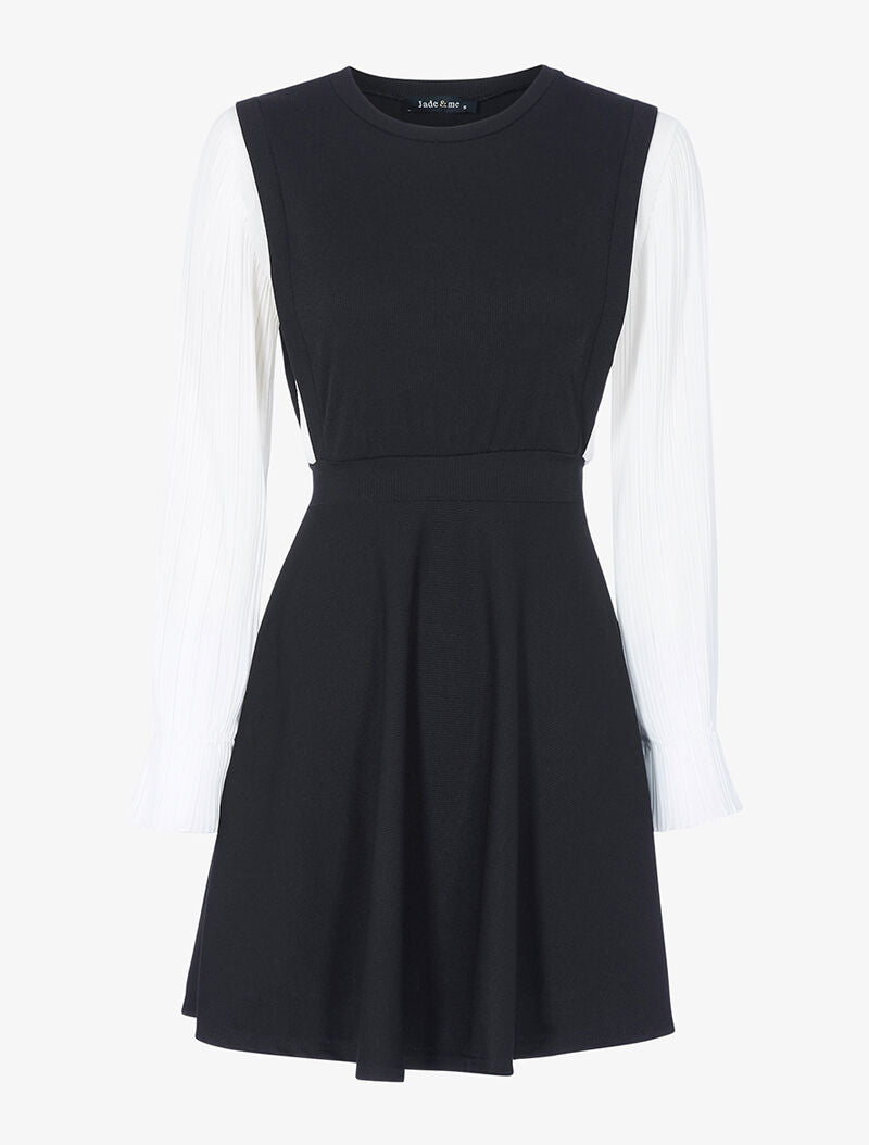 Robe patineuse effet de superposition - noir - 1