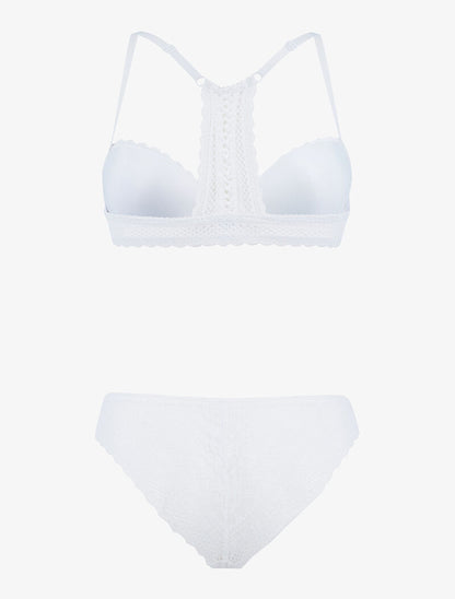 Ensemble en dentelle et dos nageur - ecru - 2