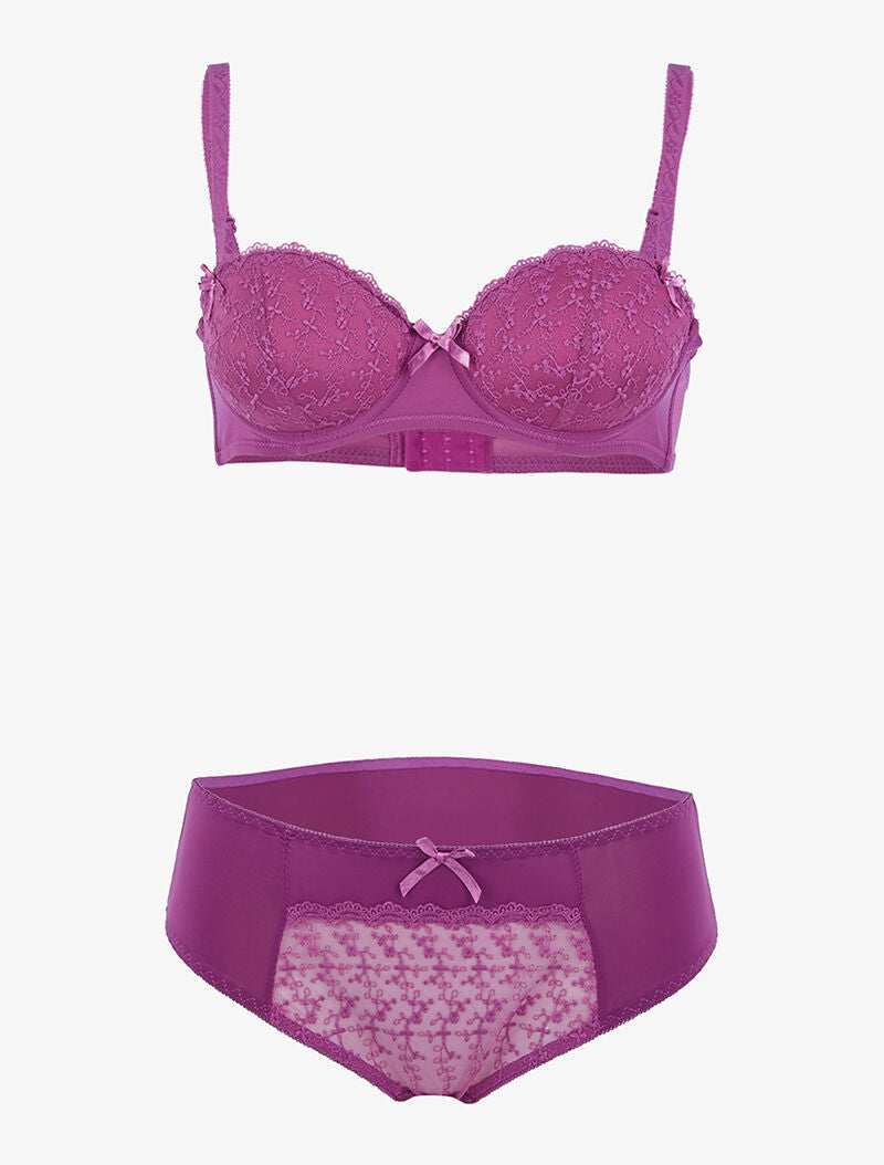 Ensemble à empiècement broderie graphique - violet - 3