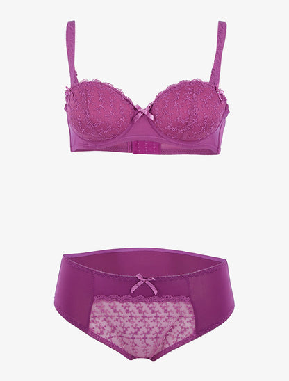 Ensemble à empiècement broderie graphique - violet - 3