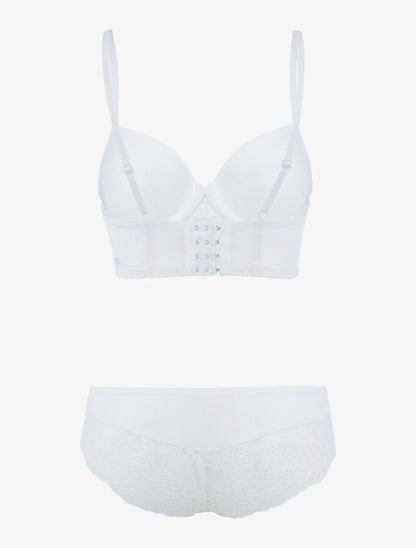 Ensemble bustier en dentelle fleurie - ecru - 2