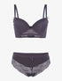 Ensemble bustier à petites fleurs en dentelle - gris foncé - 3