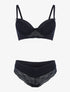 Ensemble bustier à petites fleurs en dentelle - noir - 1