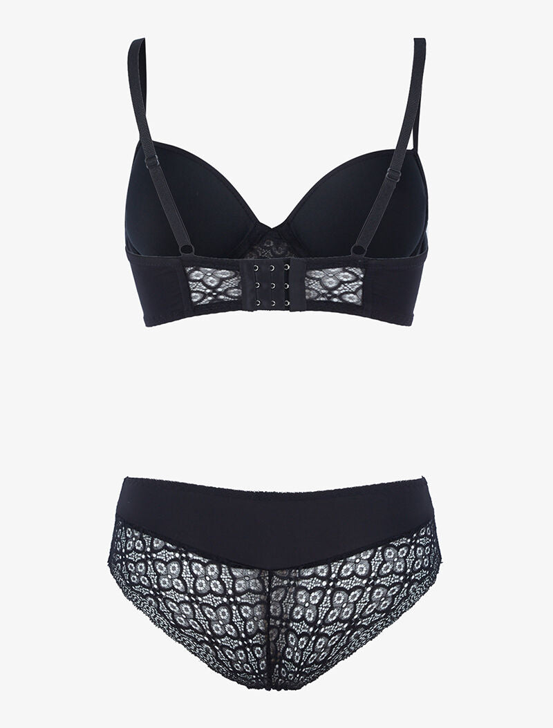 Ensemble bustier à petites fleurs en dentelle - noir - 2