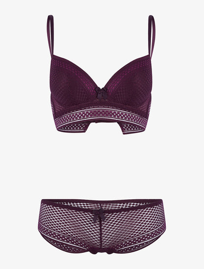 Ensemble à empiècements pois - violet - 1