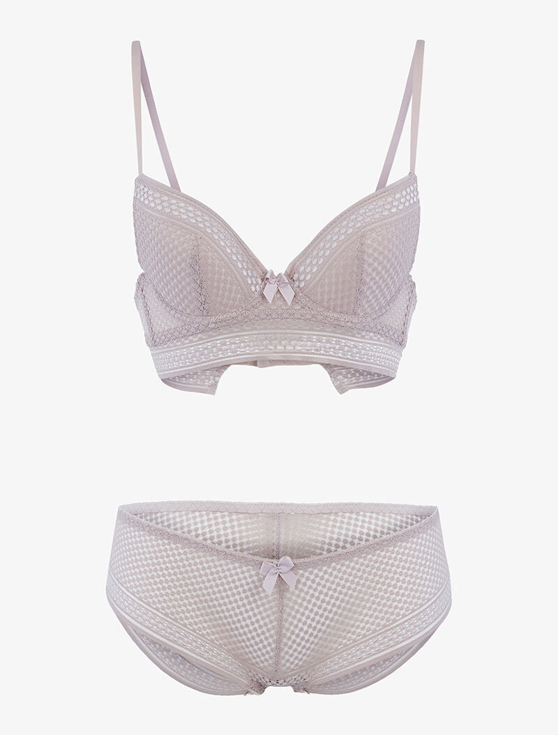 Ensemble à empiècements pois - taupe - 1