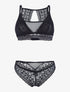 Ensemble brassière en dentelle graphique - noir - 3