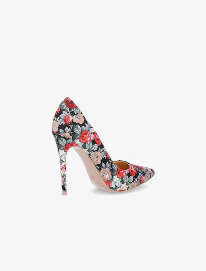 Escarpins tissu fleuri - noir - 4