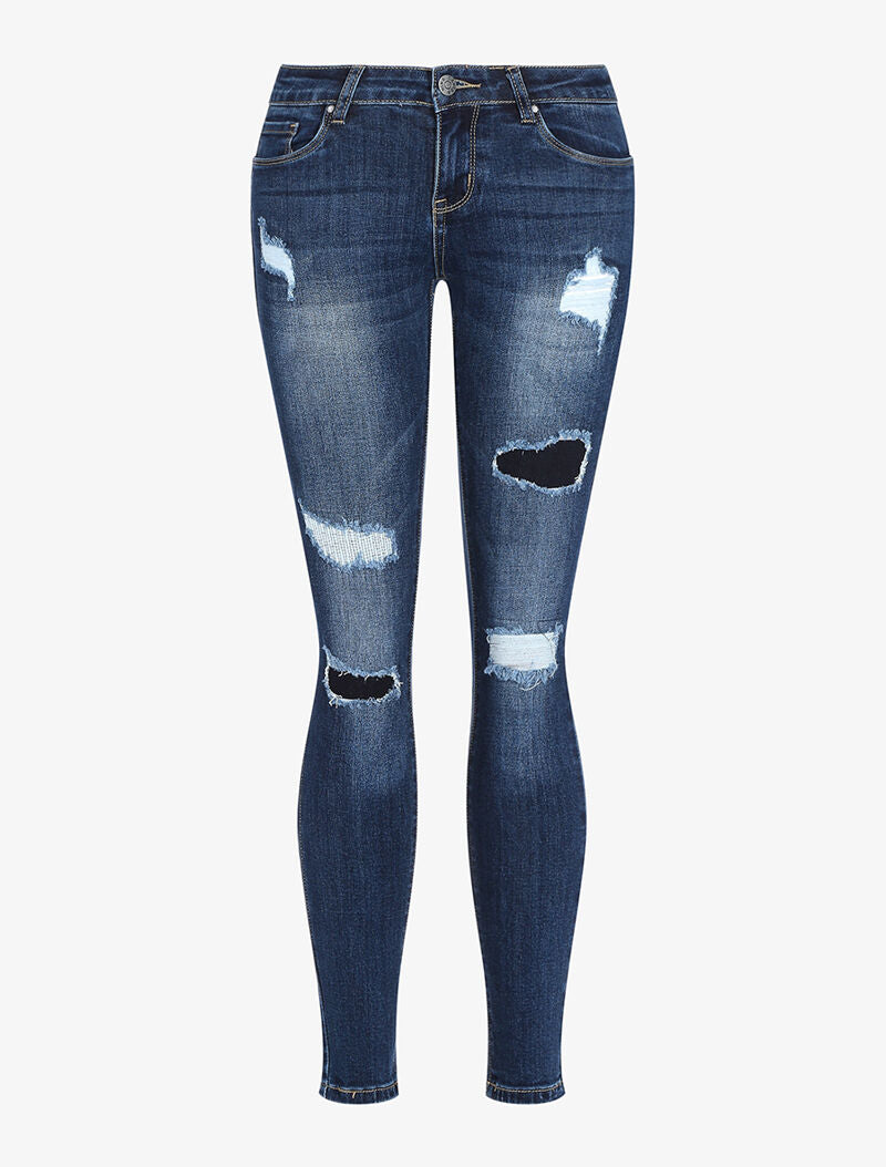 Jean skinny à empiècement - denim brut - 3