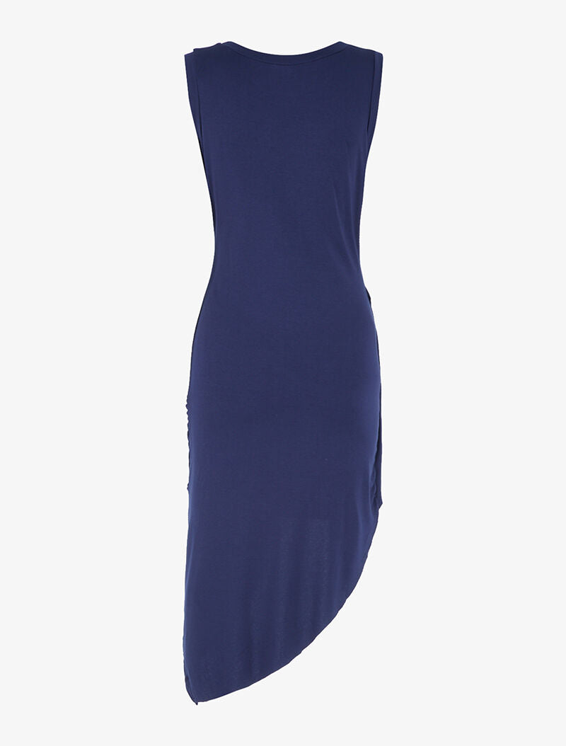 Robe coupe asymétrique - marine - 2