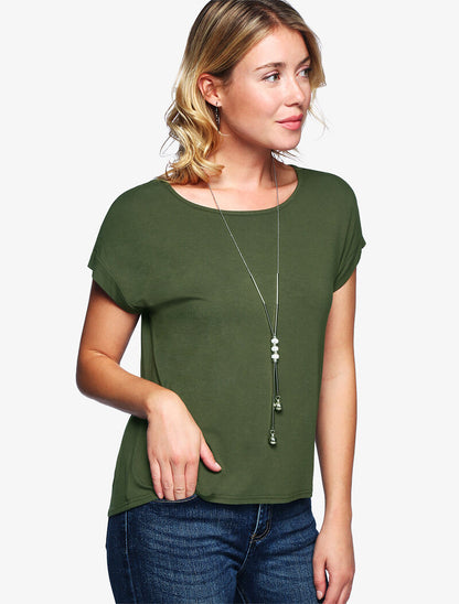 Top fluide avec sautoir - kaki - 5