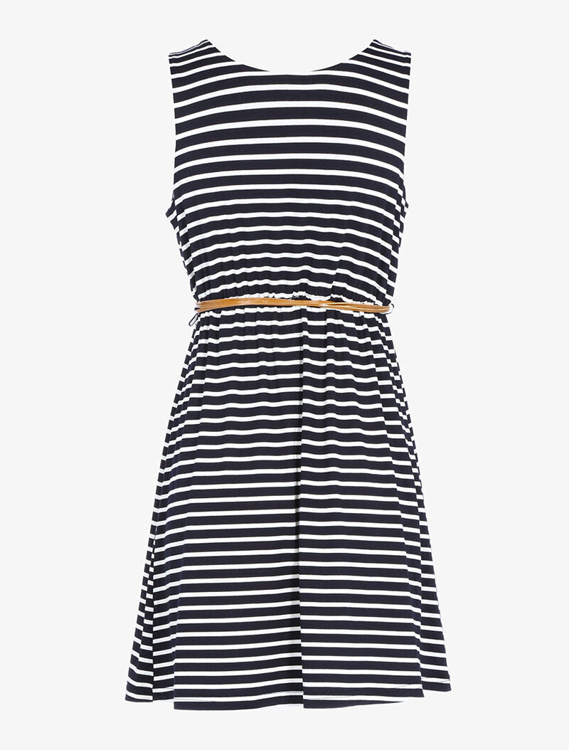 Robe à imprimé style marinière - blanc/marine - 2