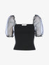 Crop top à manches courtes bouffantes - noir - 1