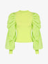 Top à manches gigot satinées - vert fluo - 1