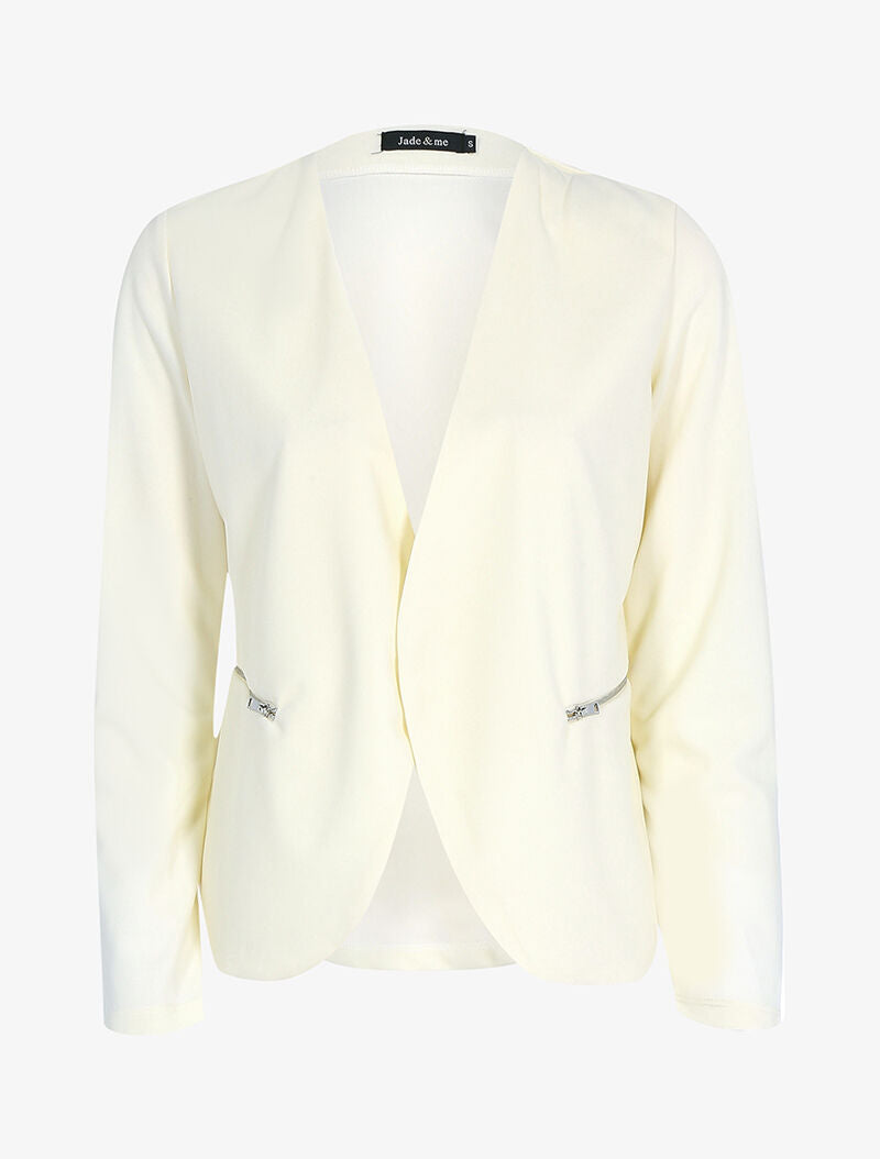 Veste ouverte à poches zippées - beige - 1
