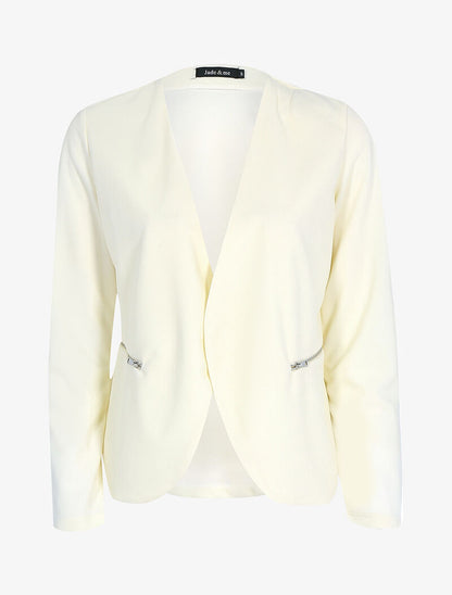 Veste ouverte à poches zippées - beige - 1