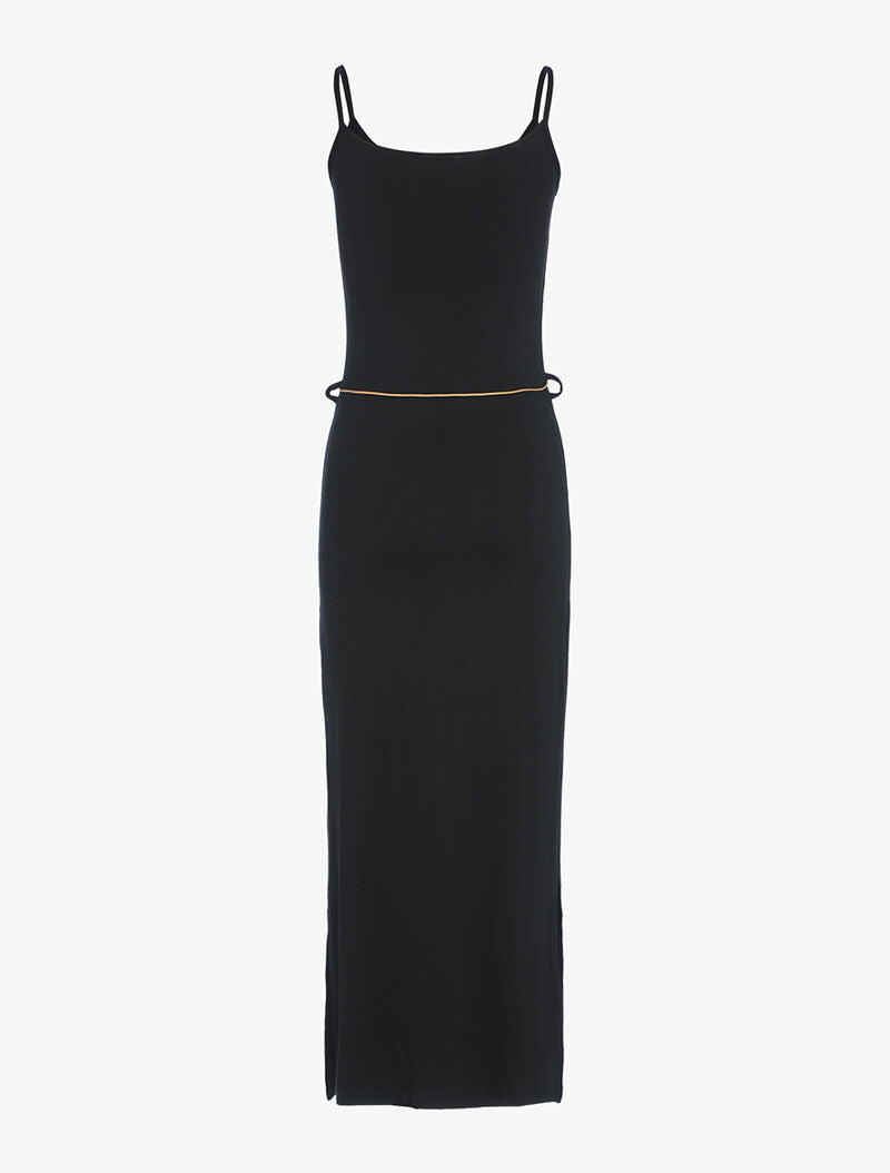 Robe longue à côtés fendus - noir - 2