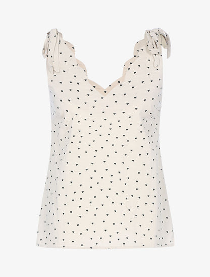 Top à imprimé petits coeurs - beige - 1