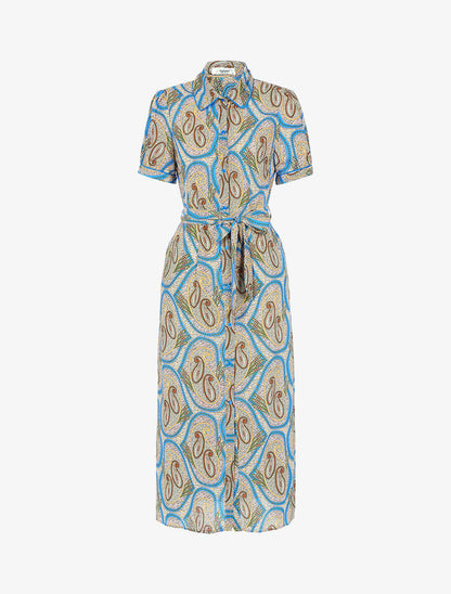 Robe longue à imprimé cachemire - bleu - 1