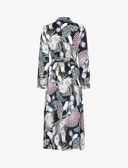 Robe à imprimé plume de paon - noir - 2