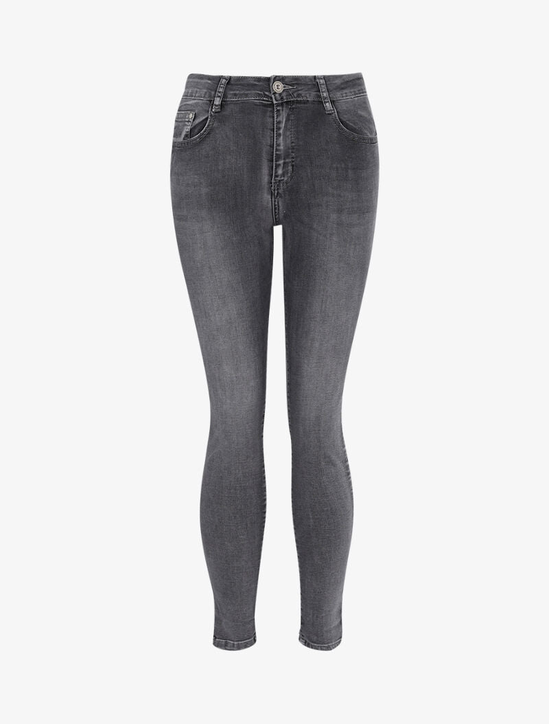 Jean 7/8 desteñido - gris oscuro