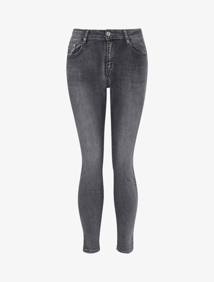 Jean 7/8 desteñido - gris oscuro