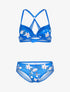 Ensemble à imprimé fleur et bords brodés - bleu électrique - 3
