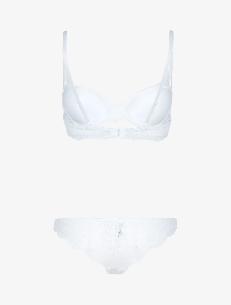 Ensemble satiné avec résille et dentelle - ecru - 2