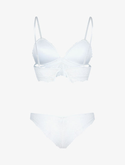Ensemble bustier à lanières et broderies - ecru - 2