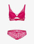 Ensemble en dentelle festonnée fleurie - fushia - 3