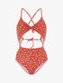 Monokini ajouré à pois - brique - 1