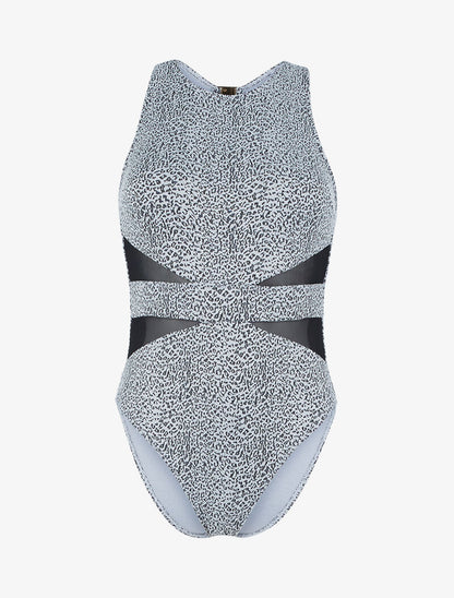 Monokini texturé dos nu - noir/écru - 3