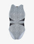 Monokini texturé dos nu - noir/écru - 3