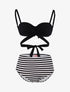 Bikini dépareillé style marinière - noir - 1