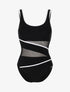 Monokini à détails résille et bandes contrastantes - noir/blanc - 1