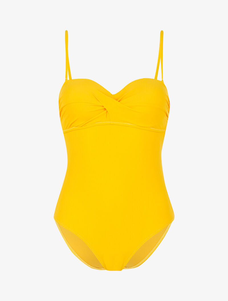 Monokini à bustier coqué - jaune - 3