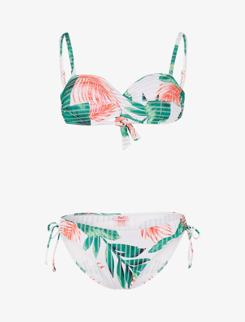 Bikini texturé à imprimé tropical - blanc - 3