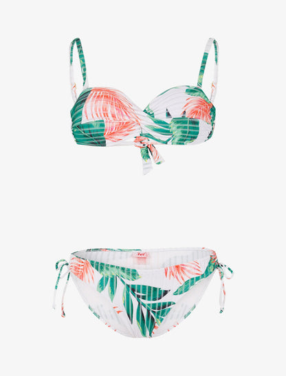 Bikini texturé à imprimé tropical - blanc - 3