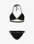 Bikini côtelé à liserés dorés - noir/or - 1