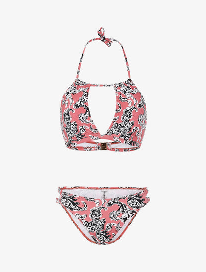 Bikini à brassière fendue - rose - 1