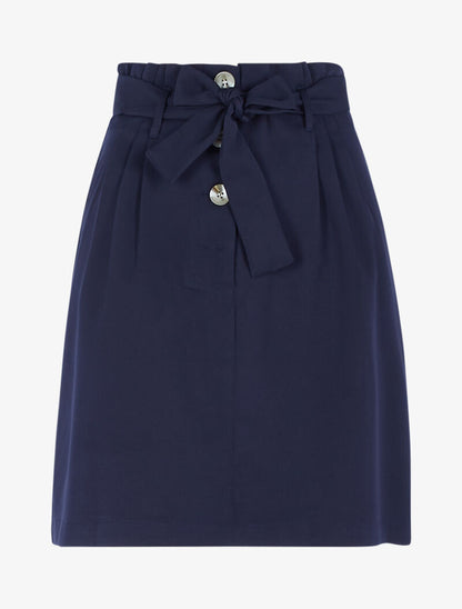 Jupe taille haute paper bag - bleu nuit - 1