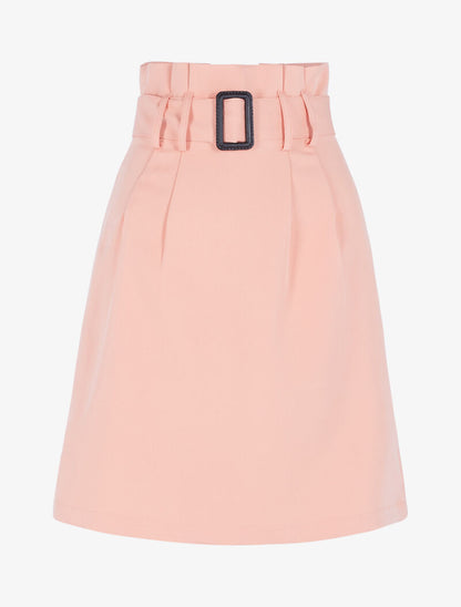Jupe unie coupe trapèze taille haute - rose - 3