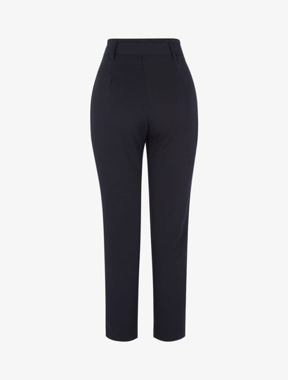 Pantalon taille haute à plis permanents - noir - 2