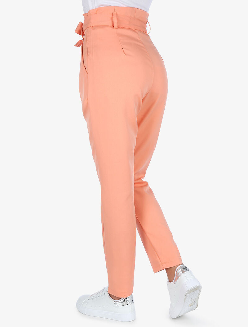 Pantalon taille haute à plis permanents - rose - 2