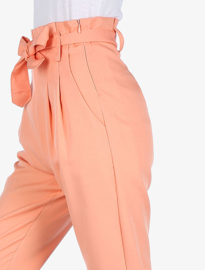 Pantalon taille haute à plis permanents - rose - 3